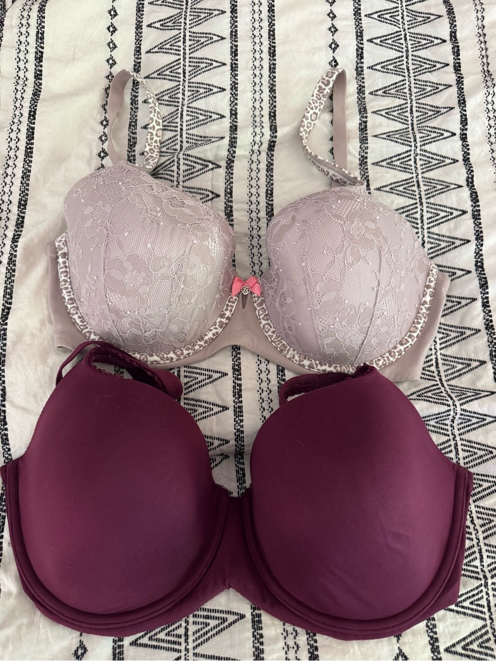 Victoria's Secret Taupe Lace & Plum T-Shirt Bra Duo